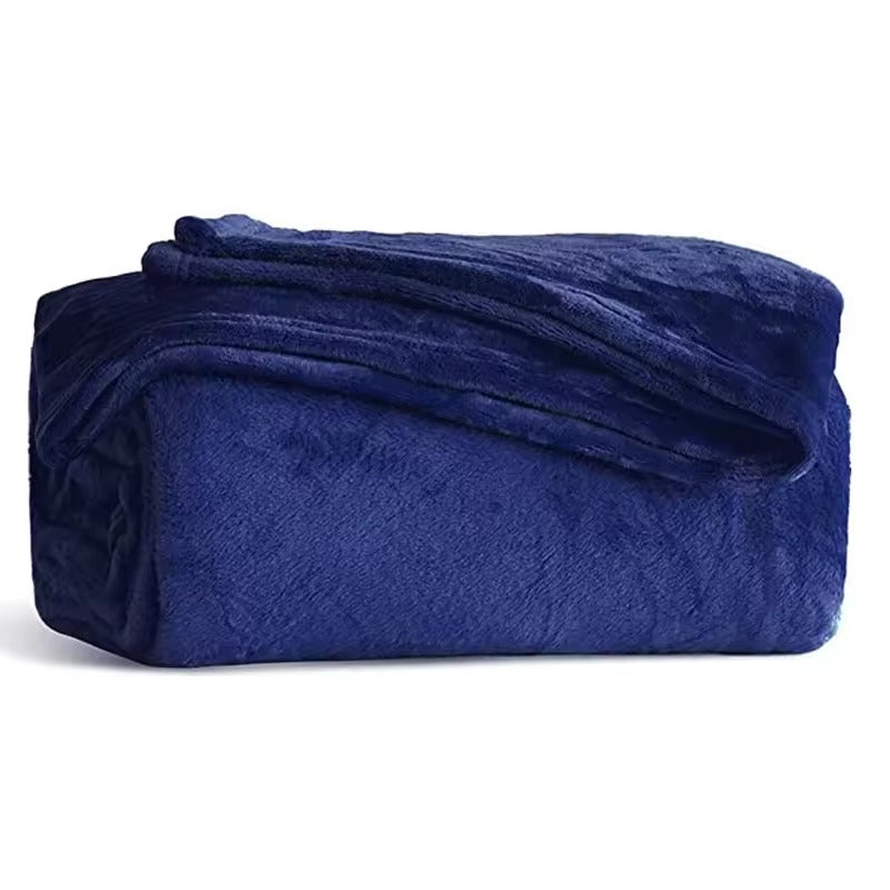 Manta Frazada Para Cama Doble y/o Semidoble Azul Oscuro 185X220 CM