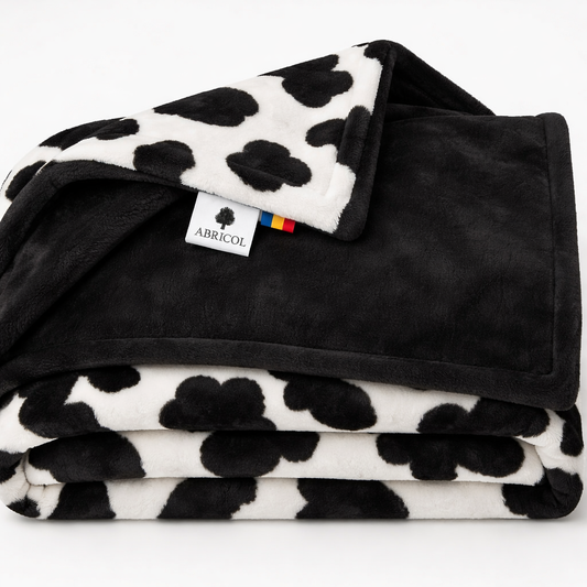 COBIJA CAMA DOBLE ABRICOL DOBLE FAZ  180x220 cm Vaca/Negro