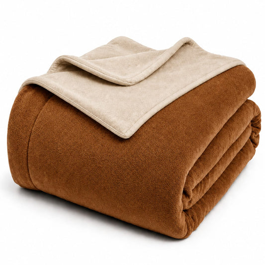 COBIJA CAMA DOBLE ABRICOL DOBLE FAZ 185x220 cm CAFE/BEIGE
