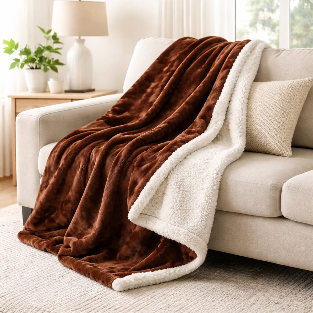 Cobija Termica Sherpa Cama Sencilla  Cafe 155x200