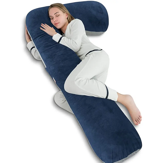 Almohada Cojin Ergonómico Forma L Para Cuerpo Entero Azul oscuro
